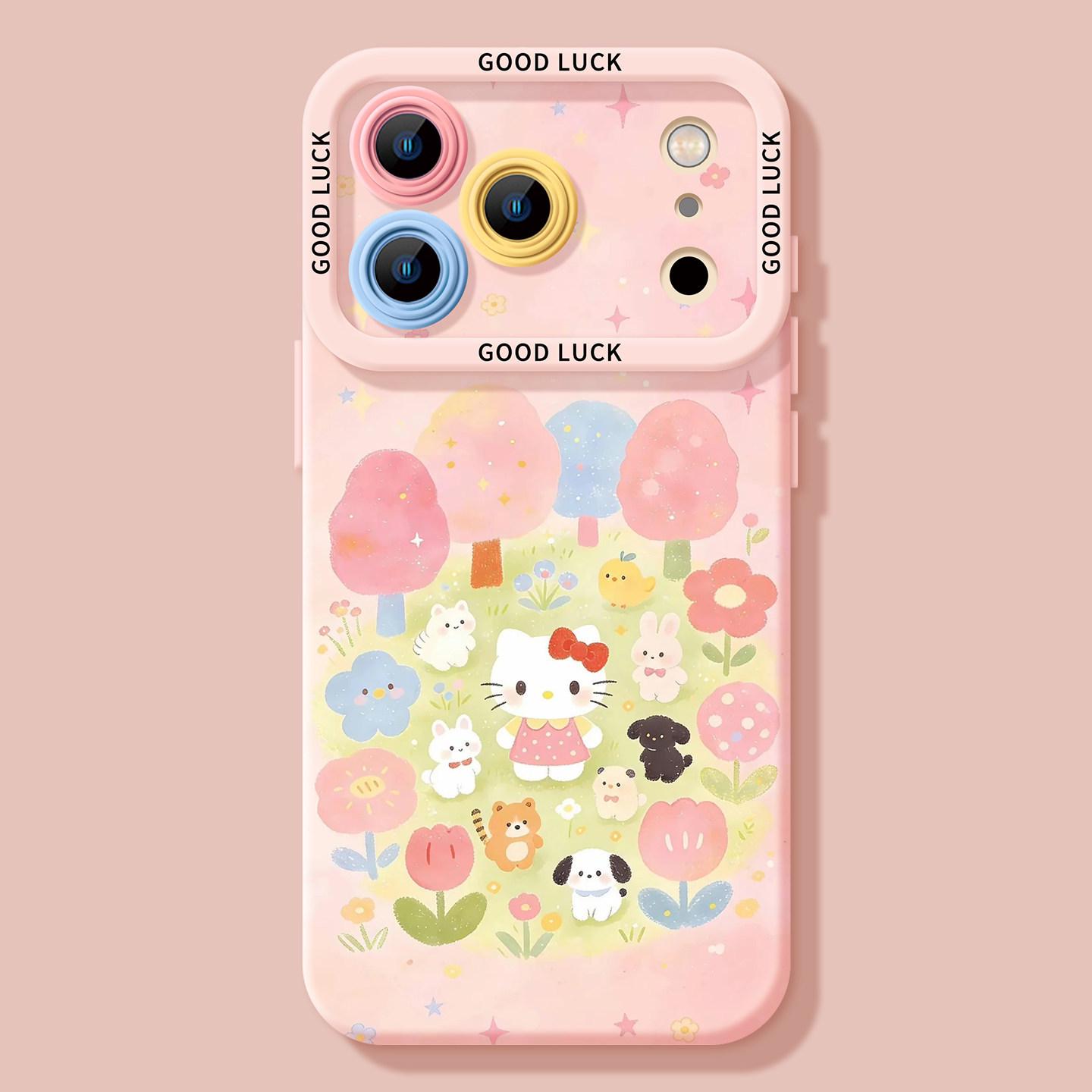 

Hello Kitty Frosted Silicone Phone Case for Apple 12 Mini/13 Pro Max/16 Plus/17. iPhone 17 Pro Max