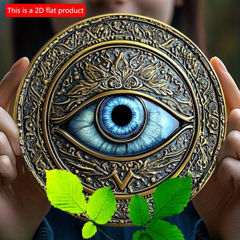 2d Flat 20*20cm, Evil Eye Wall Art, Vintage Style Wooden Sign for Home, Kitchen, Garden & Bedroom Decor, Perfect Christmas or Thanksgiving Gift