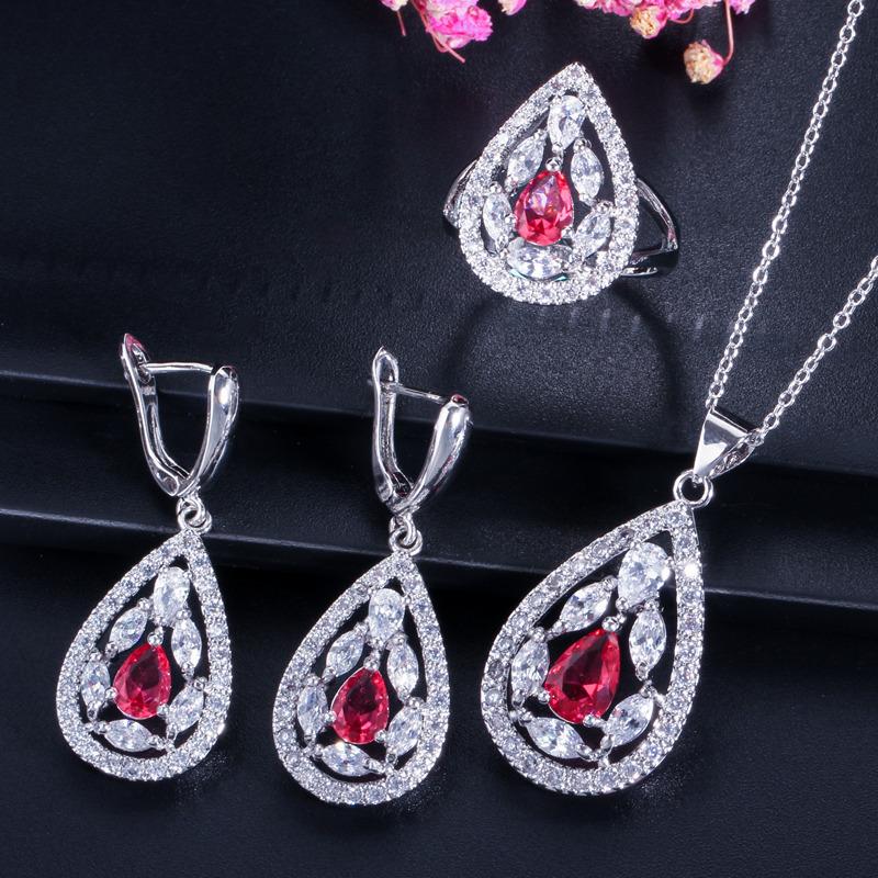 Bride, Jewel Drop Necklace, Earrings, Ring Set Chains, Jewelry, Dress Accessories For Dinner Parties
