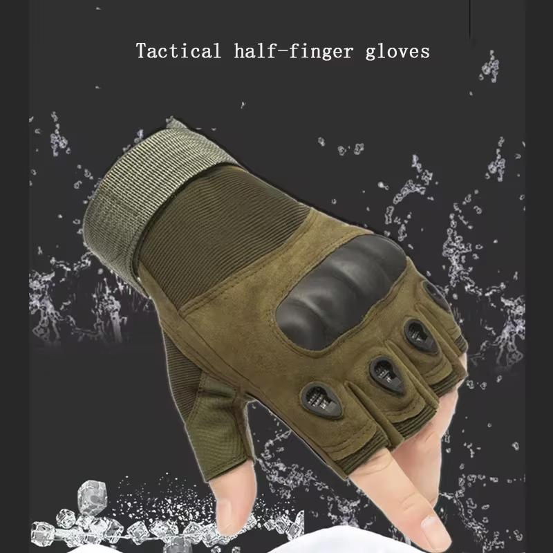 Fitness Anti-Rutsch Radhandschuhe, Verschleißfeste Outdoor Taktische Sport Kletter Halbfingerhandschuhe