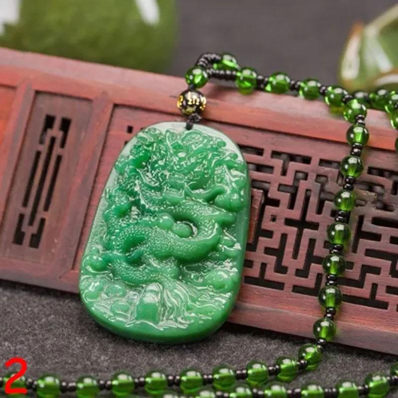 Classic Natural Green Chinese Agate Pendant Jade Necklace Fashion Charm Jewelry Carved Blessing Lucky Amulet Gifts For Women Men