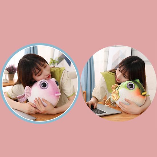 26/33/43cm Pufferfish Plush Toy Ugly And Cute Animal Doll Fluffy Accompany Sleeping Pillow Sofa Ornament Simulation Globefish Stuffed Animal