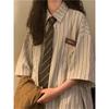 Retro Loose Women Blouses Versatile Short Sleeved Striped Shirt Vintage Clothes Top Shirts Blouses Blusas Mujer De Moda