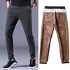 Winter Men 'S Warm Slim Casual Pants Thickening Fleece Skinny Stretch Trousers Black Gray Male Brand Clothes 