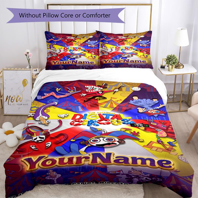 Circo Digitale Personalizza il tuo nome Set Biancheria da Letto Copripiumino Traspirante con Federe Decorazione per la Casa Regalo di Compleanno