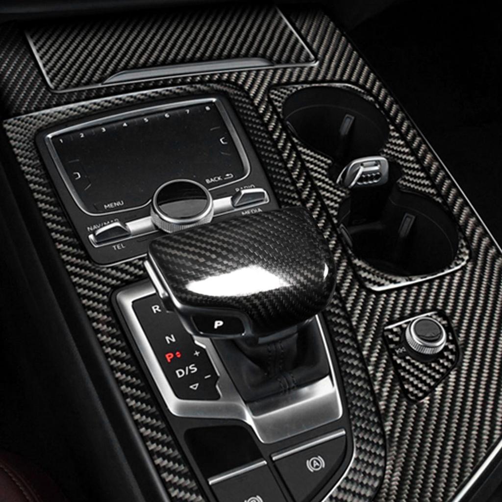 6pcs Set Carbon Fiber Center Console Gear Shift Panel Trim Shift Knob Cover Fit for Q7 SQ7 4M 16 19 Left Hand Drive