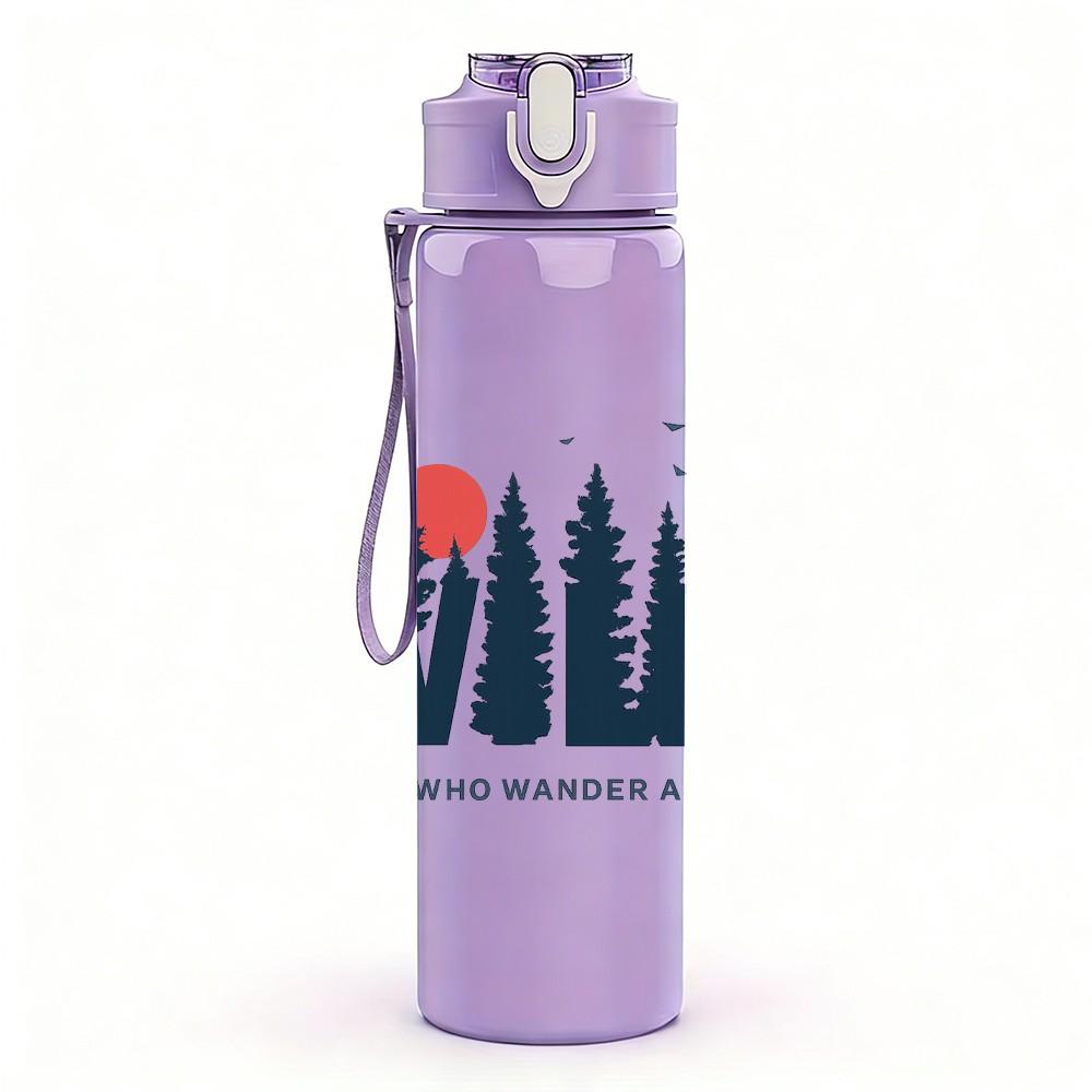1PC Wild Mountain Pine Tree 750ml Color Plastic Sports Water Bottle Leakproof Flip Straw Lid Suitable for Sports Office Home Use