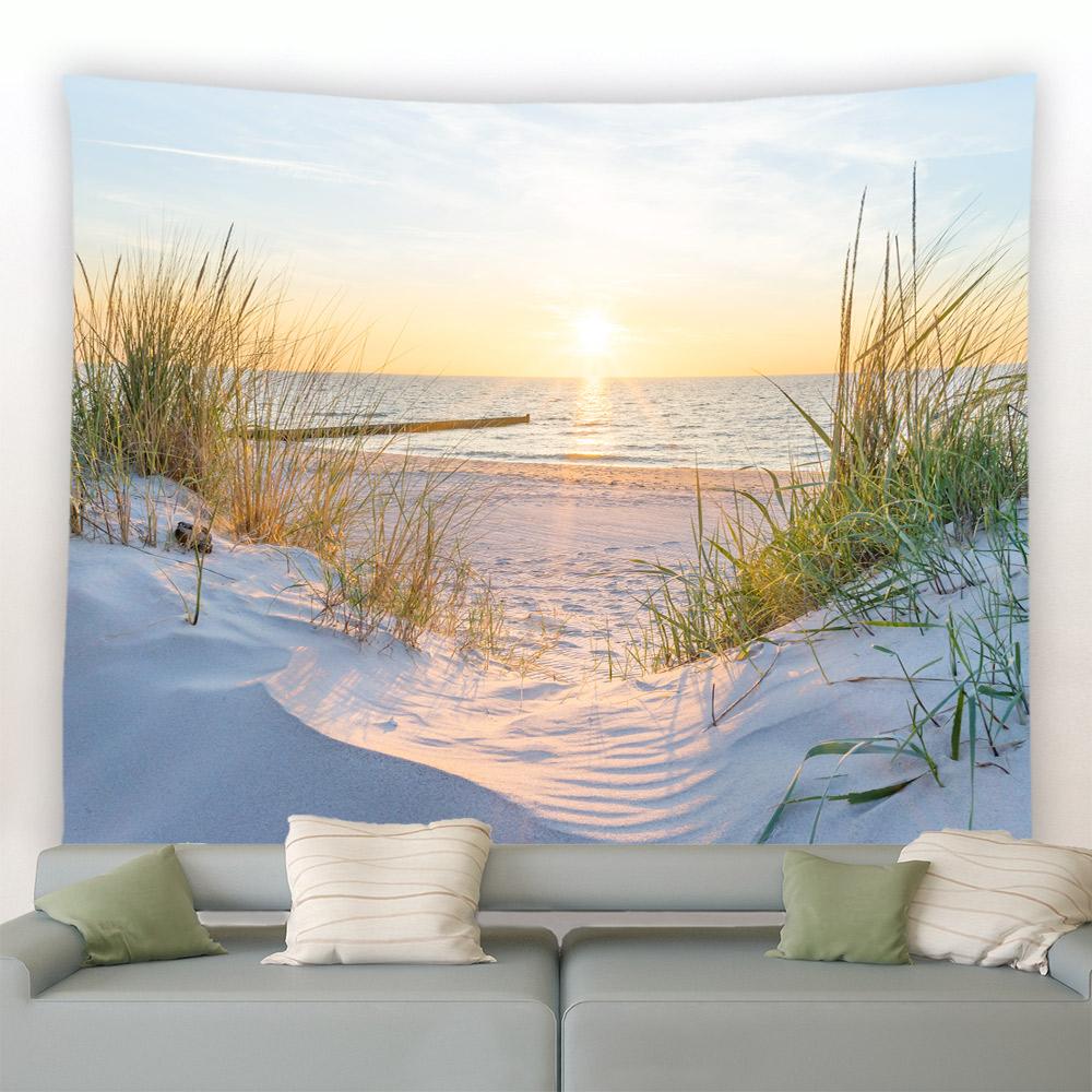 Refreshing Beach Tapestry Sunset Tapestry Night Sea Tapestry Hawaii Seaside Scene Wall Hanging Living Room Room Home Decoration