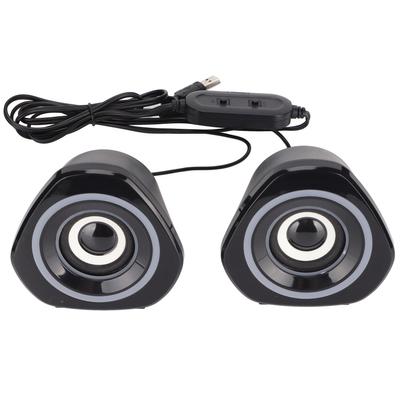 Desktop Speaker USB Powered Heavy Subwoofer Desktop Mini LED Speaker for PalyStation4 Computer LaptopBlack Blue Light