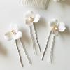 Diadema da Sposa Fiore in Argilla Ceramica Cristallo Perla Pettine per Capelli Spille Accessori Copricapo da Donna per Matrimonio Festa Idee Acconciature