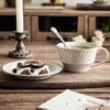Used Ceramic Coffee Cup & Saucer Set - Styling Latte, American Cup, French Wheat Iron Plate
