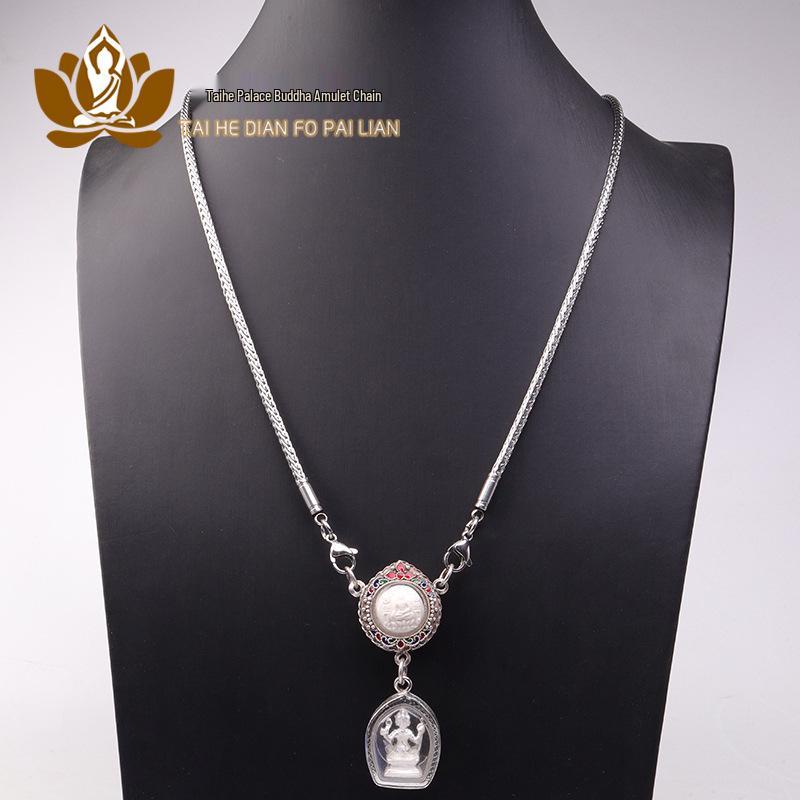 Titanium Steel Dragon Bone Amulet with Quick Release Eagle Beak Clasp for Hanging Takruts.