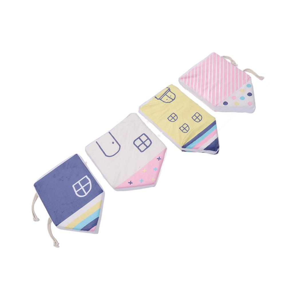 4pcs House Shape Baby Bed Bumper Cartoon Anti Collision Bed Surrounder Detachable Washable Baby Bed