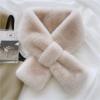 Ladies' Fashion Solid Color Plush Cross Scarf Neck Protector Cute Plush Thick Warm Neck