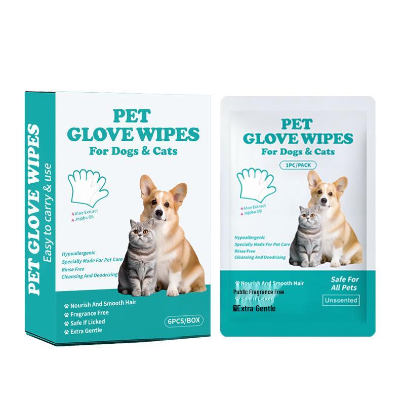 Pet Cleaning Disposable Gloves: Dry and Wet Wipes for Cats and Dogs.