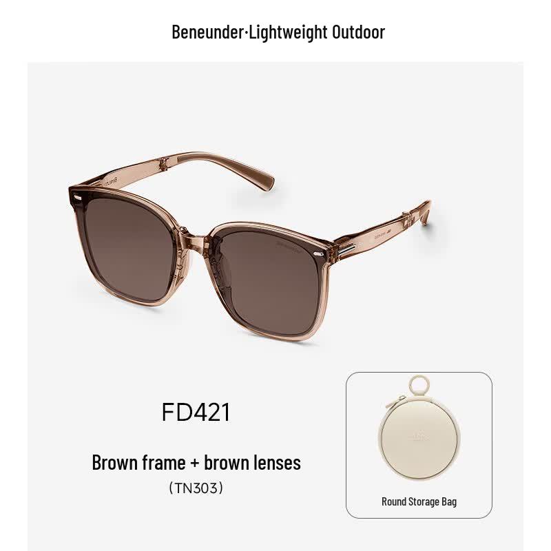 Beneunder Portable Folding Square-Round Sunglasses