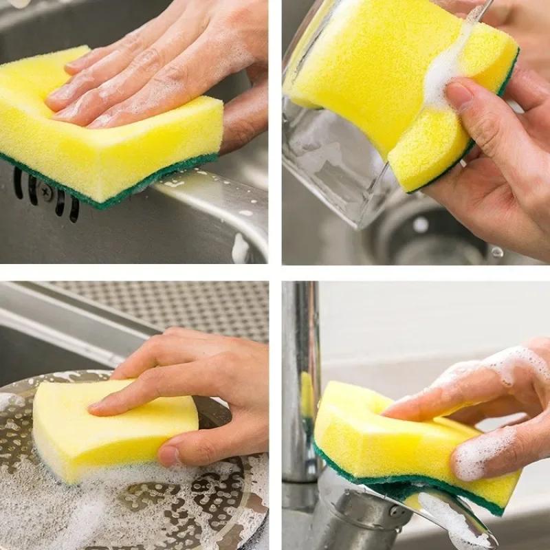 Extra Thick Double Sided Cleaning Sponge Non Scratch Scrubber Kitchen Dishware Pots Pans Household Multi Purpose Cleaning Supply