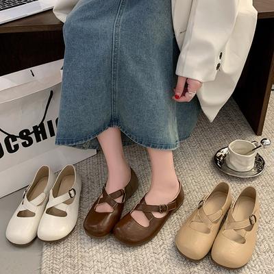 Temperament Shallow Soft-soled Single Shoes Women's Spring and Autumn New Flat-soled Comfortable Retro Mary Jane Shoes