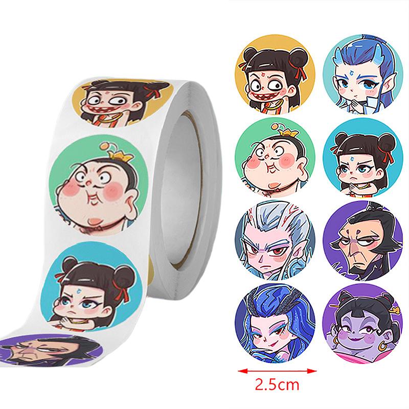 500Pcs Anime Movie Nezha Stickers Diy Scrapbook Phone Reward Seal Label Wall Sticker Kid Toy