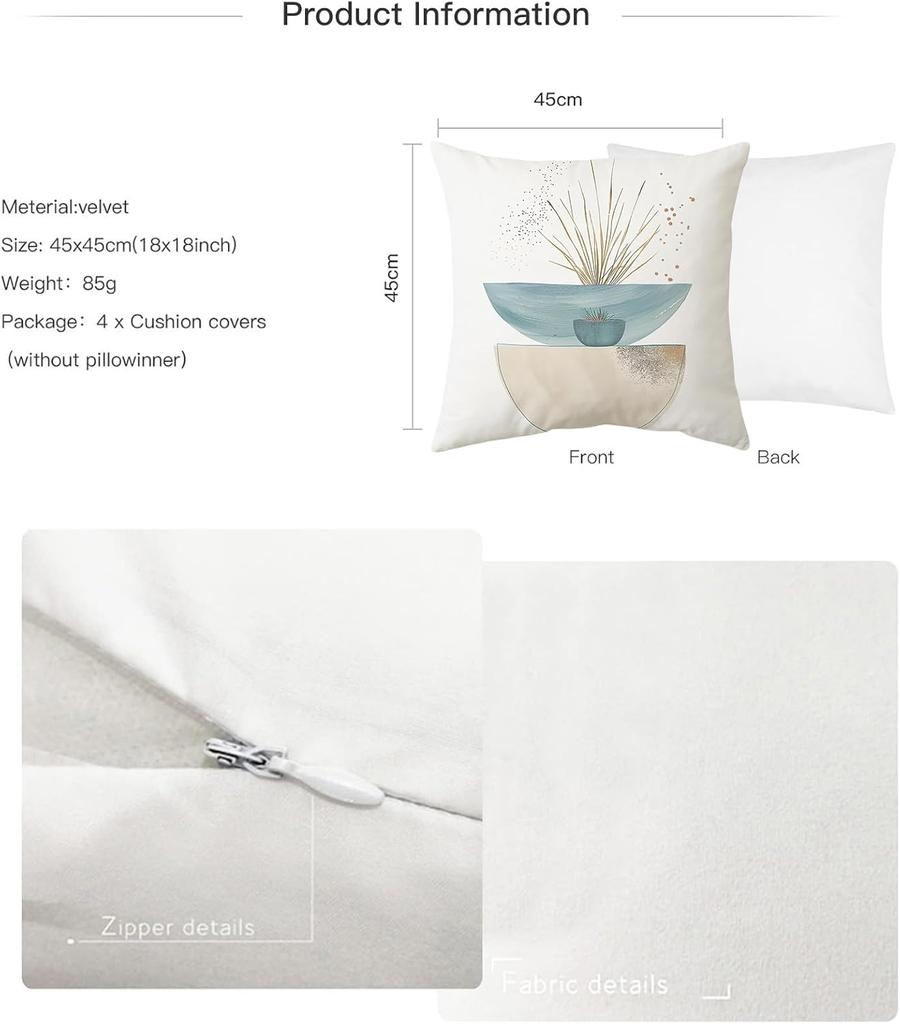 4Pcs Abstract Plant Geometric Shape Printed Pillow Cover Polyester Cushion Case 2D Flat Printing Pillowcase Nordic Calm Now