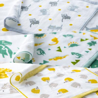 Kainoo X KATACHI Imabari Single Sided Hand Set of 3 34cm X Made In Imabari Gauze Cotton Hedgehog 7 Cat Cute Set of Nursery Camping Towel, Gauze,