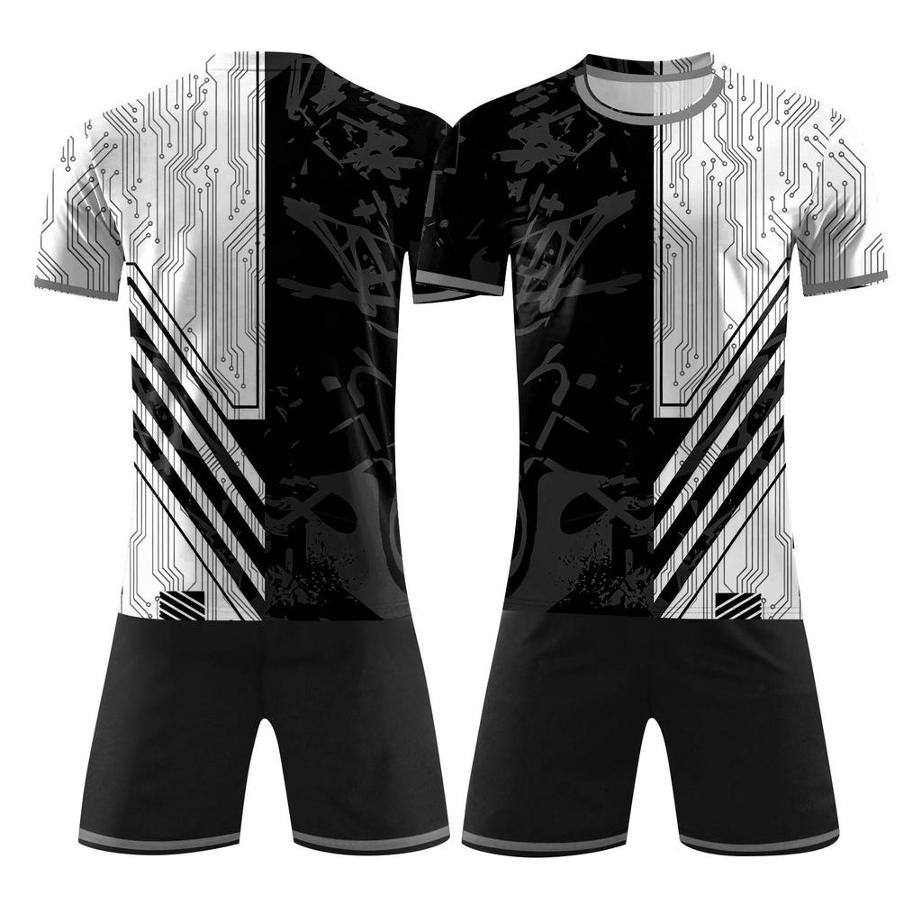 Conjunto Deportivo Personalizado de Dos Piezas DIY con Camiseta de Manga Corta y Pantalones Cortos para Uniformes de Equipo y Estampación Personalizada