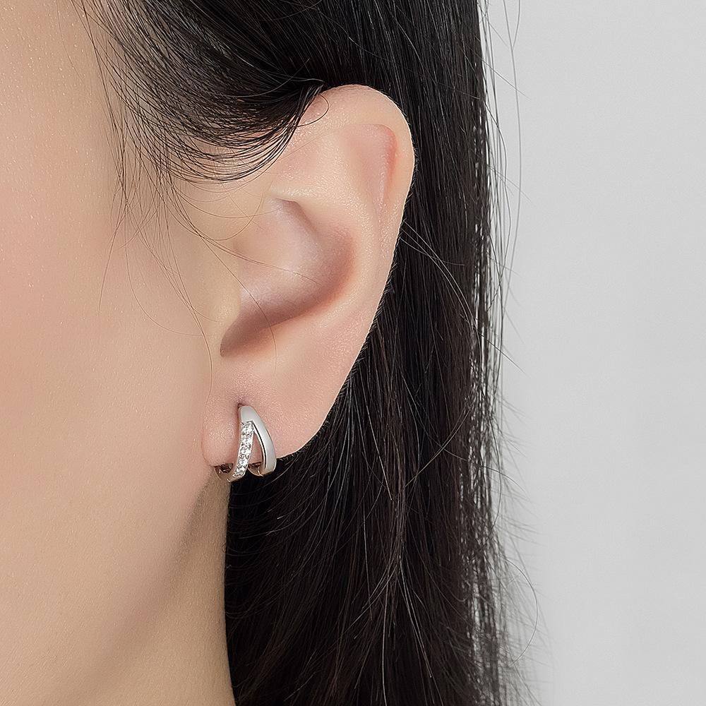 925 Sterling Silver Fashion Daily Hollow Diamond Set Zircon Earrings Birthday Party Anniversary Gift