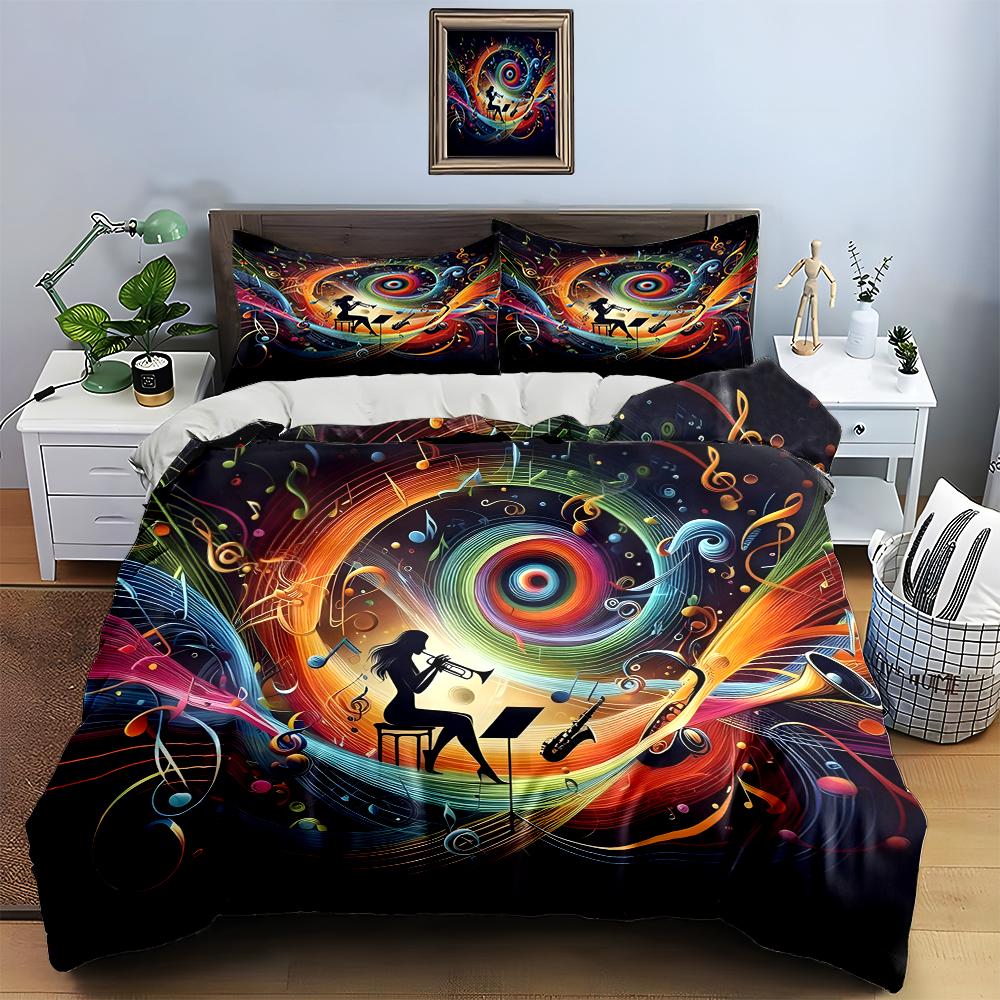 Musical swirl artwork. Bedding Duvet cover sets Duvet covers Pillowcases gifts (1 * Duvet Cover 2 * Pillowcases, without duvet insert)