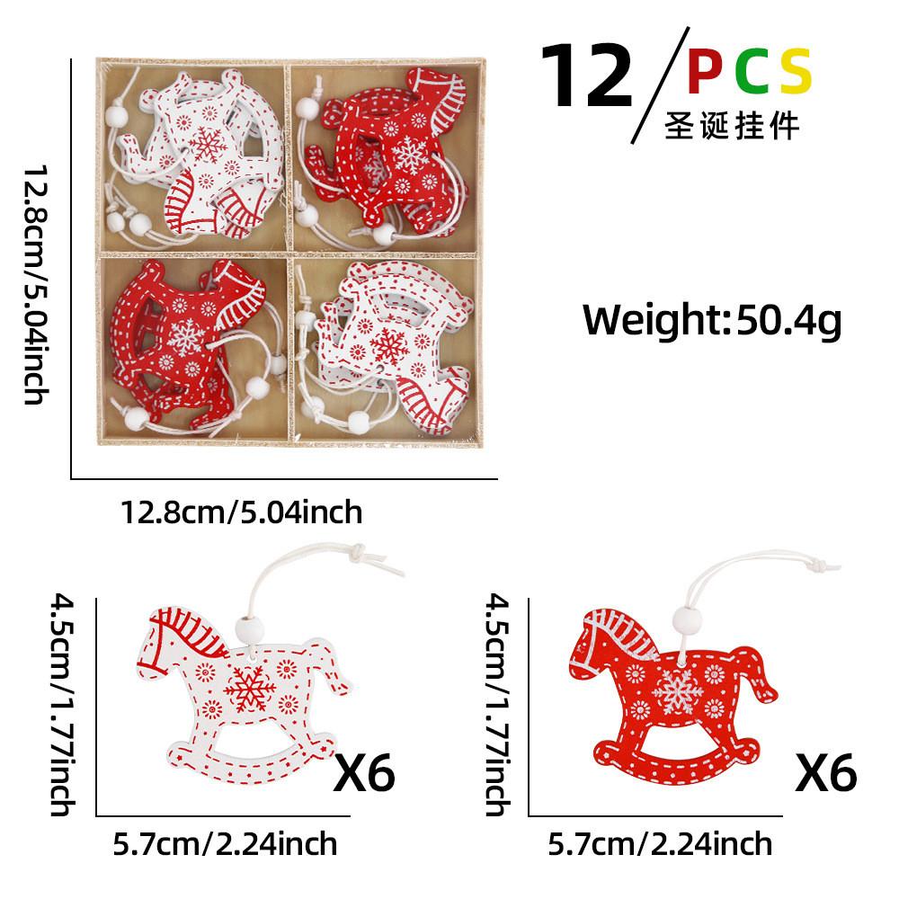 

Деревянный Рождественский Набор Веселых Подвесных Украшений с Дизайнами Оленей, Снежинок и Елки Horse