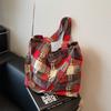 Retro plaid bag women's new summer large-capacity versatile tote bag casual shoulder messenger bag