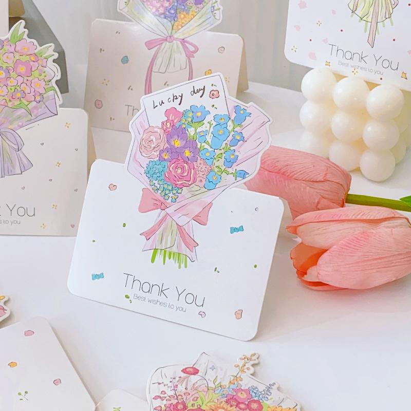 10pcs/set 3D Cards Bouquet Folding Card Packaging Material Valentines Day Card Gift Cards