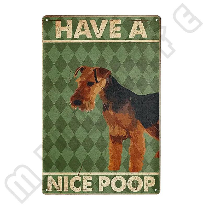 Airedale Terrier Kithchen Metal Tin Sign Funny Pets Signs Wall Decor Metal Poster Plaque for Bathroom Bar Office Cafe 12x8 Inch
