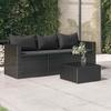 Vidaxl 3-Seater Garden Sofa With Cushions, Black, Poly Rattan