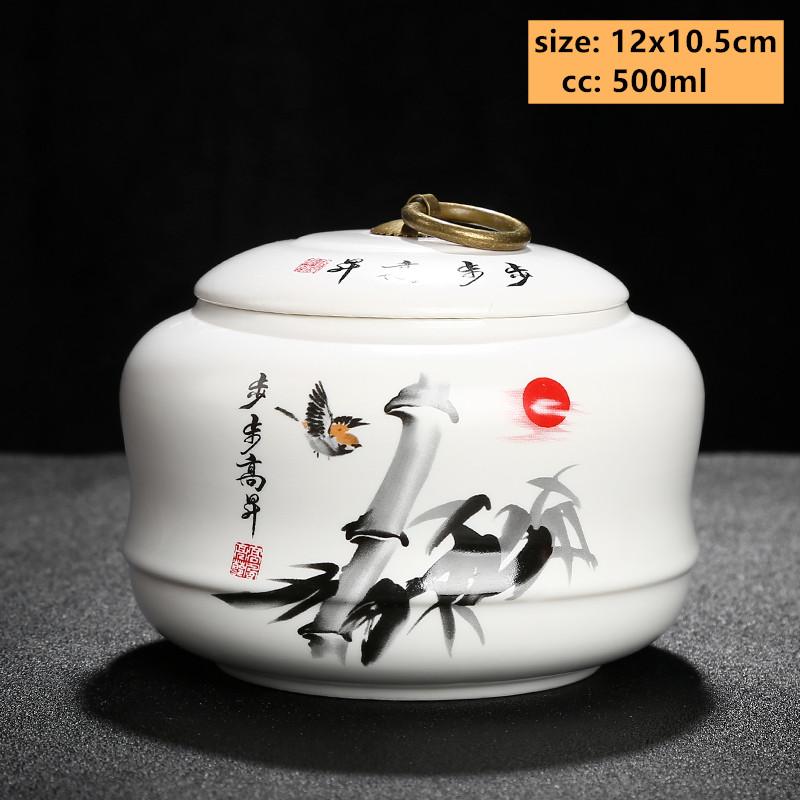 Exquisite Flower Patterns Ceramics Tea Caddy Portable Sealed Tea Leaf Containers Travel Tea Bag Storage Box Spice Organizer