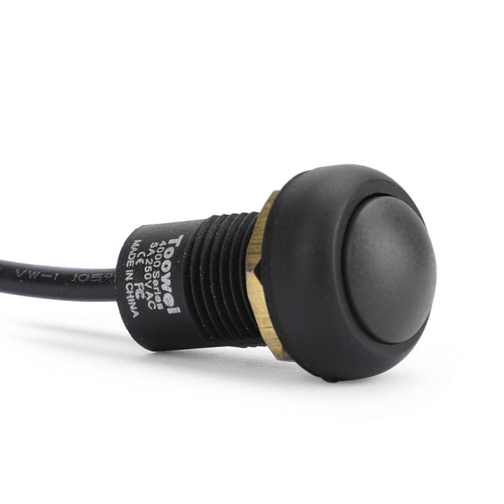 Waterproof Momentary Reset ON/OFF Push Button Round Switch with Wire Black