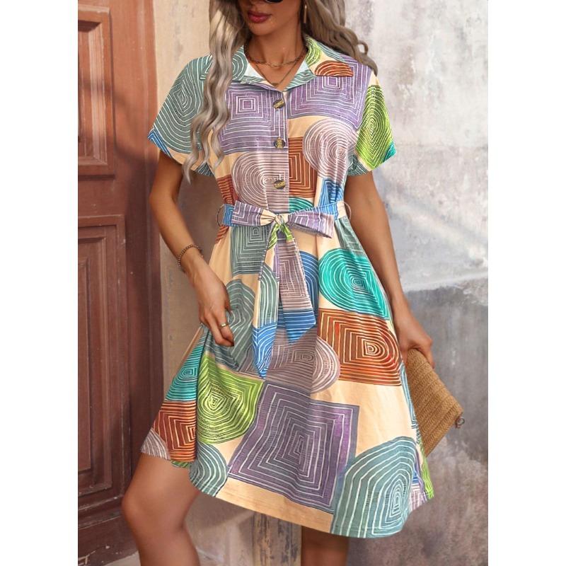 

Women s Summer Dress with A Fashionable V-neck and Short Sleeves XXL разноцветный