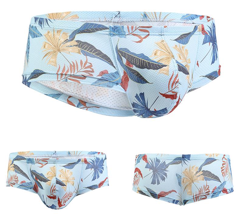 GAY Euro-Amerikanische Mid-Low Rise Herren Unterhose mit Kopf-Print, U-Konvexes Mesh, Atmungsaktiv & Feuchtigkeitstransportierend, Schweißabsorbierender Stil E085.