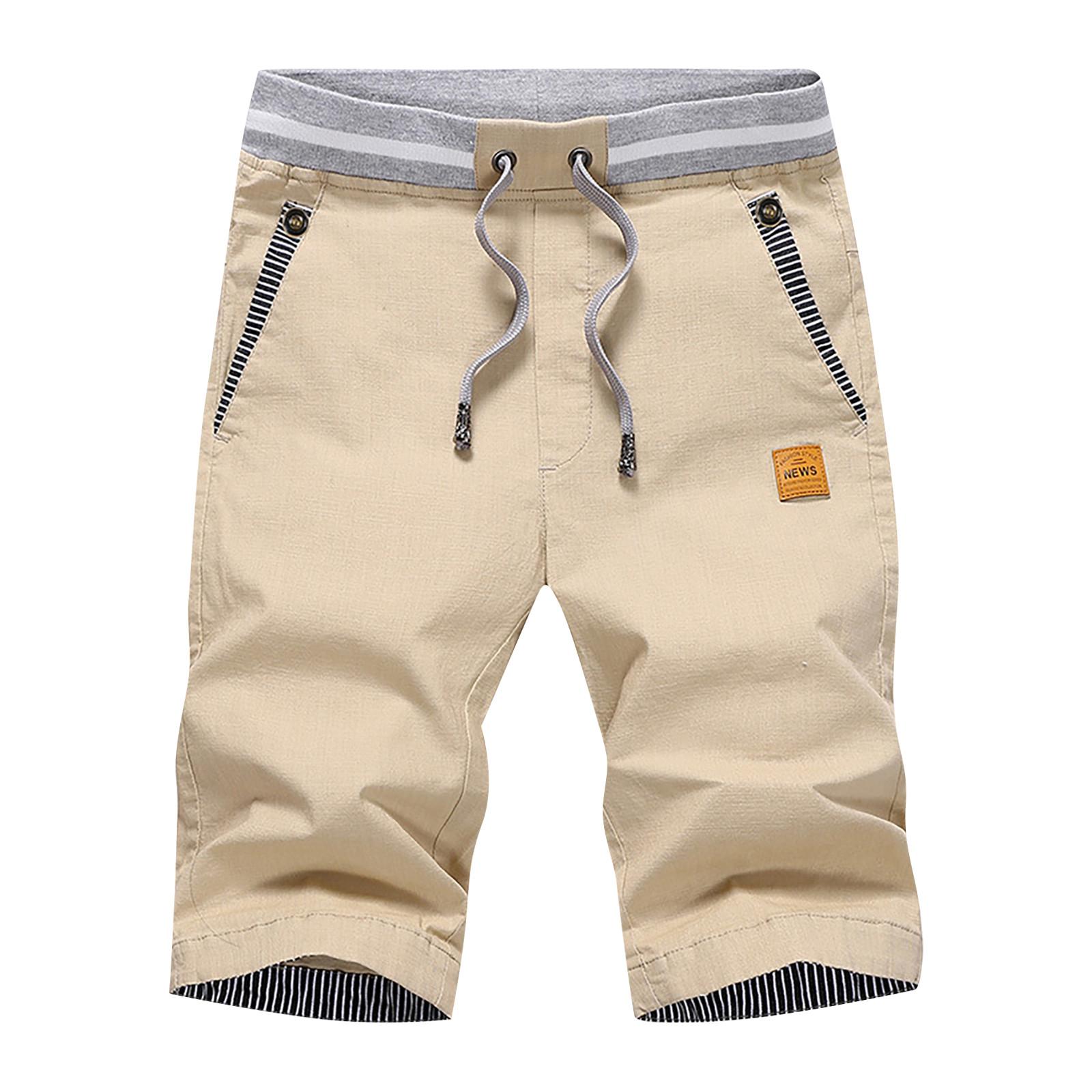 

Мужские спортивные хлопковые льняные повседневные свободные шорты Повседневные пижамы с карманами для бега Брюки XXL хаки