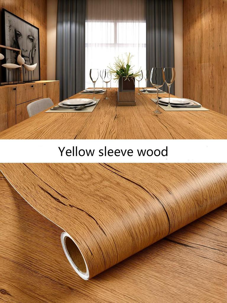 Vinyl Waterproof Wood Grain Wallpapers Self-adhesive Stickers For Kitchen Ambry Furniture Wardrobe Table Wall Papers Home Decor