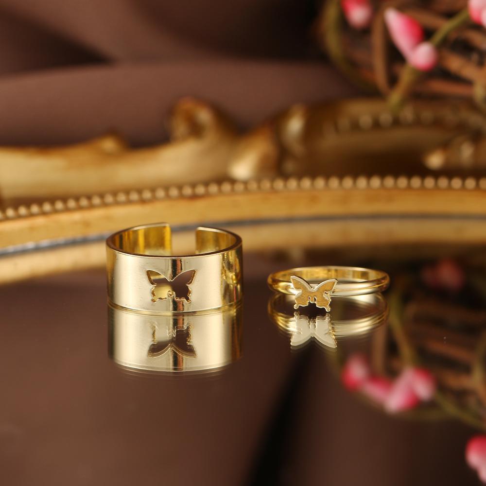 Anillo de mariposa, moda Punk, anillo con apertura de mariposa dorada y plateada, pareja de hombres y mujeres, anillo de Animal hueco para aniversario
