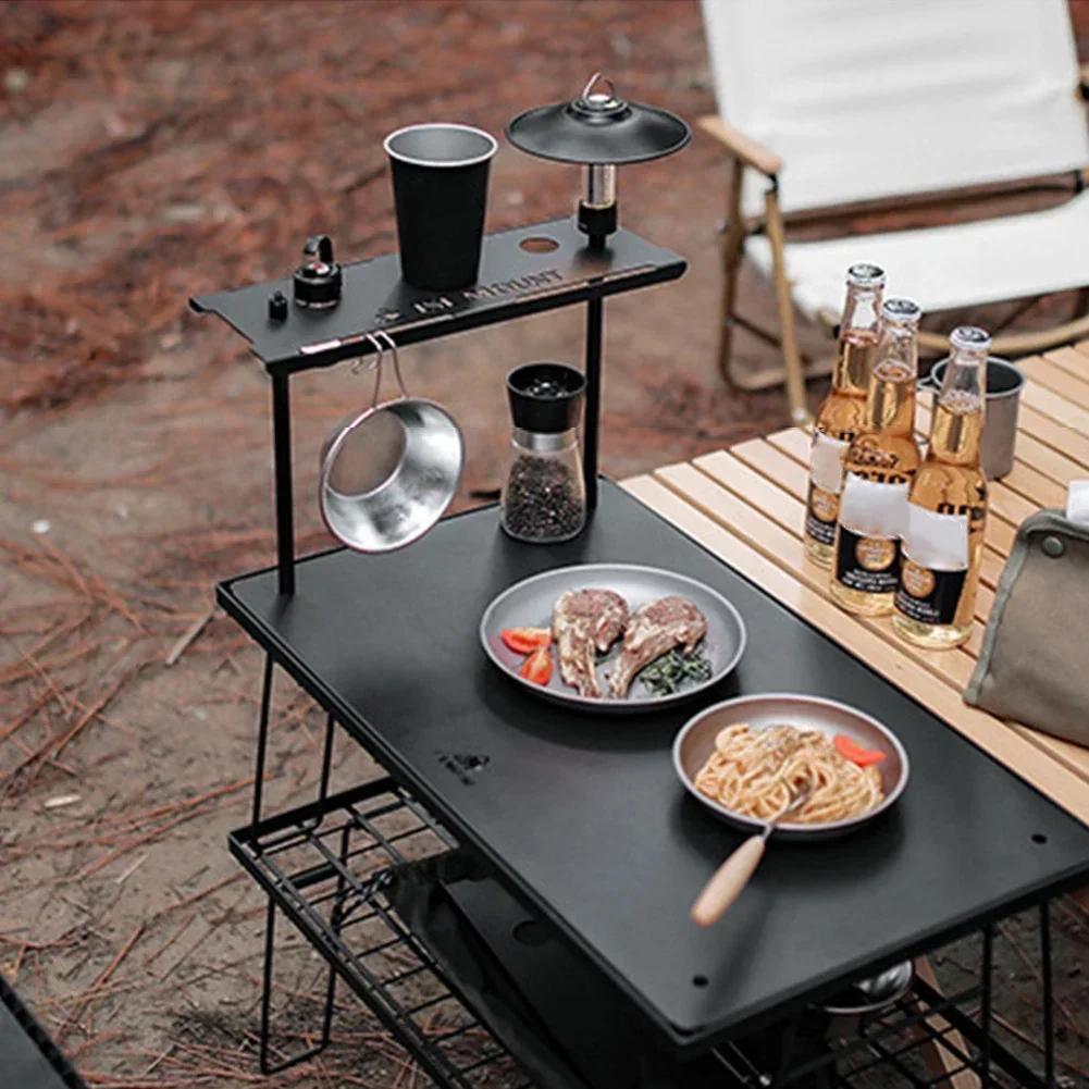 Camp Detachable Cookware Hanging Rack Shelf 1/4 Screw Interface Desktop Rack Strong Load-bearing BBQ Camping Accessories