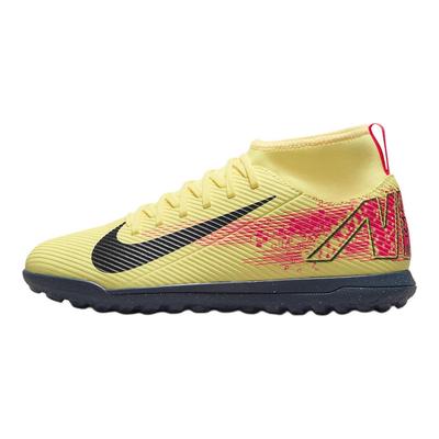Mercurial Superfly 10 Leather Club Comfortable Versatile Non-Slip Durable Mid-Top Kids Soccer Shoes Yellow Kids Sneaker HJ6933-800