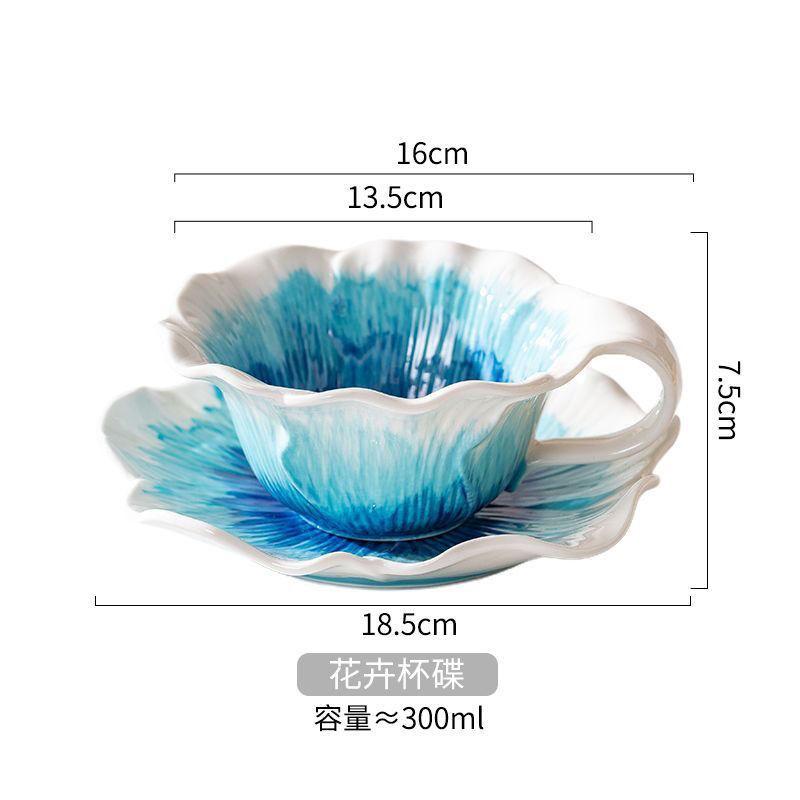 European Ceramic Flower Coffee Cup Butterfly Three-dimensional Relief Flower Mug Exquisite Afternoon Tea Flower Tea Coffee Cup