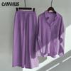 Costume deux pièces rétro pour femmes, chemise en coton et lin, taille haute, pantalon ample, grande taille