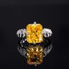 Jewelry Copper Bottom Gold-Plated High Carbon Diamond Ice Flower Cut Fat Rectangular Copper Inlaid Temperament Light Luxury Ring Women 10 * 12