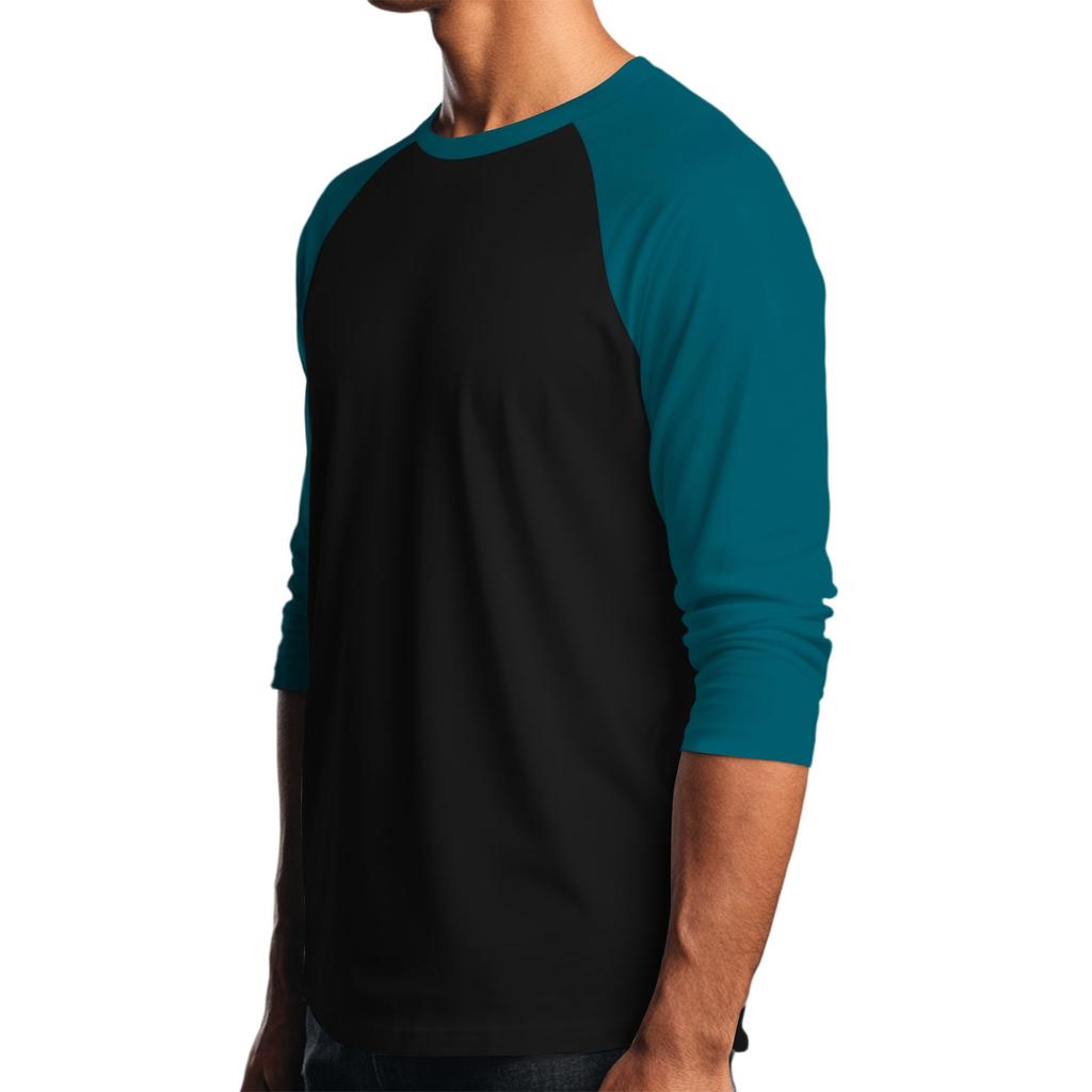 Men's Round Neck Contrast Color Raglan Three-quarter Sleeve Top T-shirt