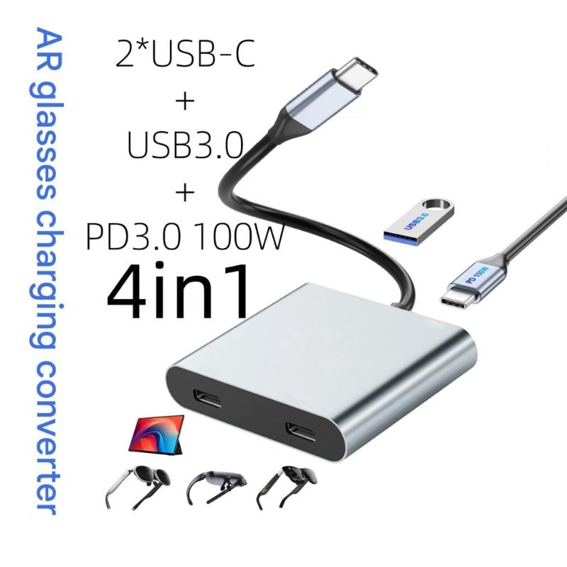USB C To Double AR Glasses Adapter With Fast Charging And USB 3.0 Data Transfer For Gaming Consoles Laptops