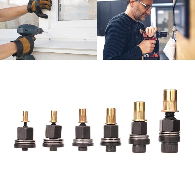 6pcs/set Efficient Nut Set Hand Nut Tool Replacement Mandrel Head Set 6 Different Attachments Suitable for Assembly Need