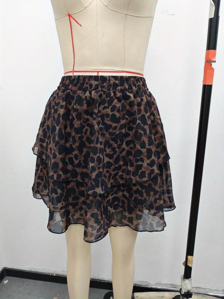 Elegant Leopard Print Women's Short Skirt - Slim & Sexy Spring/Summer Style