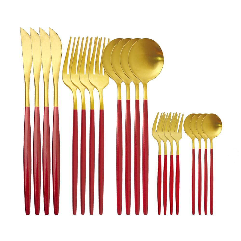 Set di posate multicolore da 20 pezzi, set di stoviglie, coltello da cena, forchetta da torta, argenteria arcobaleno in acciaio inossidabile 304, set per la tavola della casa